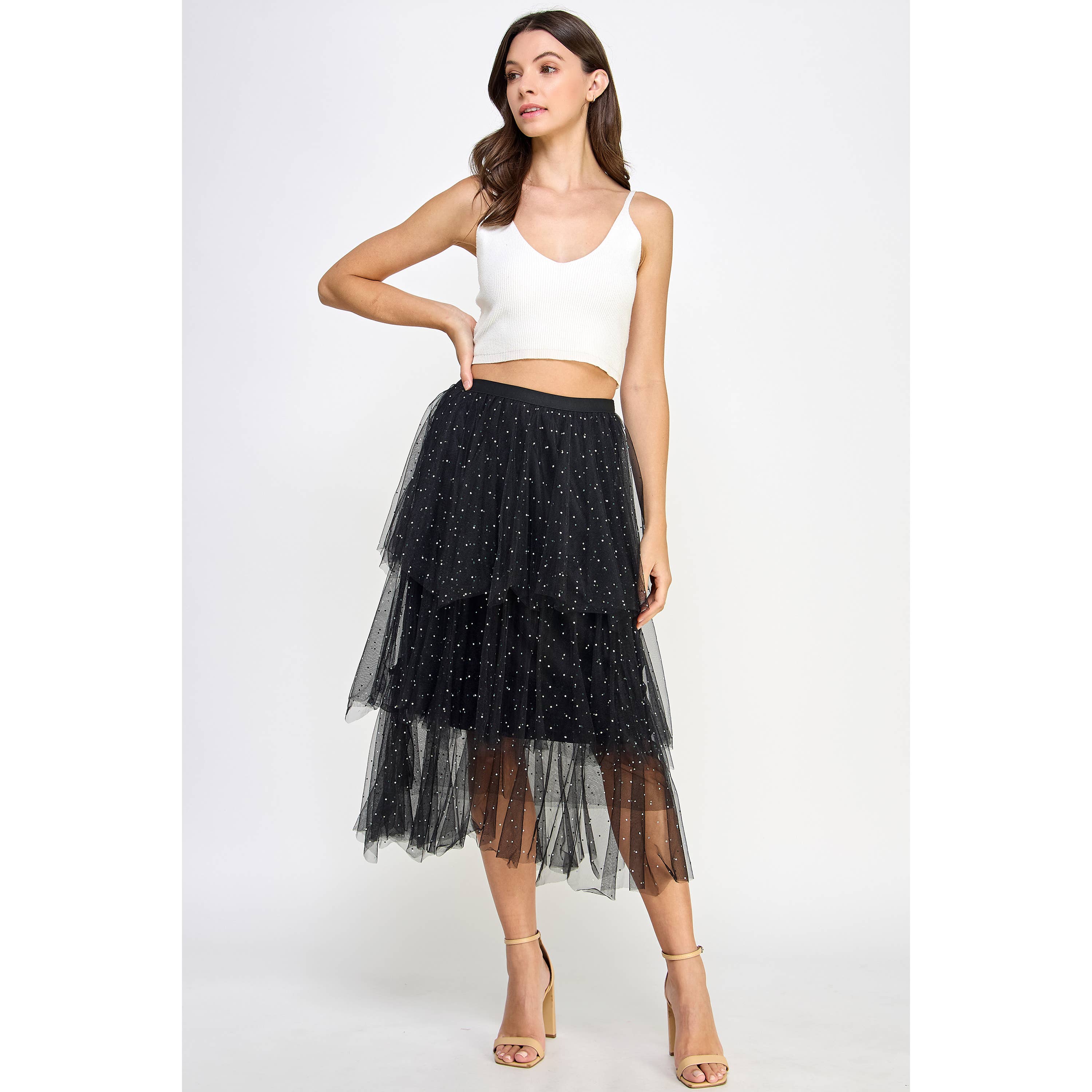 Strut & Bolt - Wholesale Rok - Dames - Midirok van tule met studs en strass3