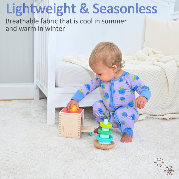 LollyBanks - Vendita all'ingrosso Pigiamino - Neonati - Mi hai conquistato con il pigiama in bambù per neonati Hydrangea, cerniera a doppio senso.3