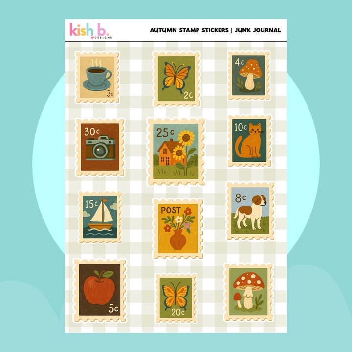 Timbre d'automne |Journal| Feuille d'autocollants pour la vente par Kish B. Designs