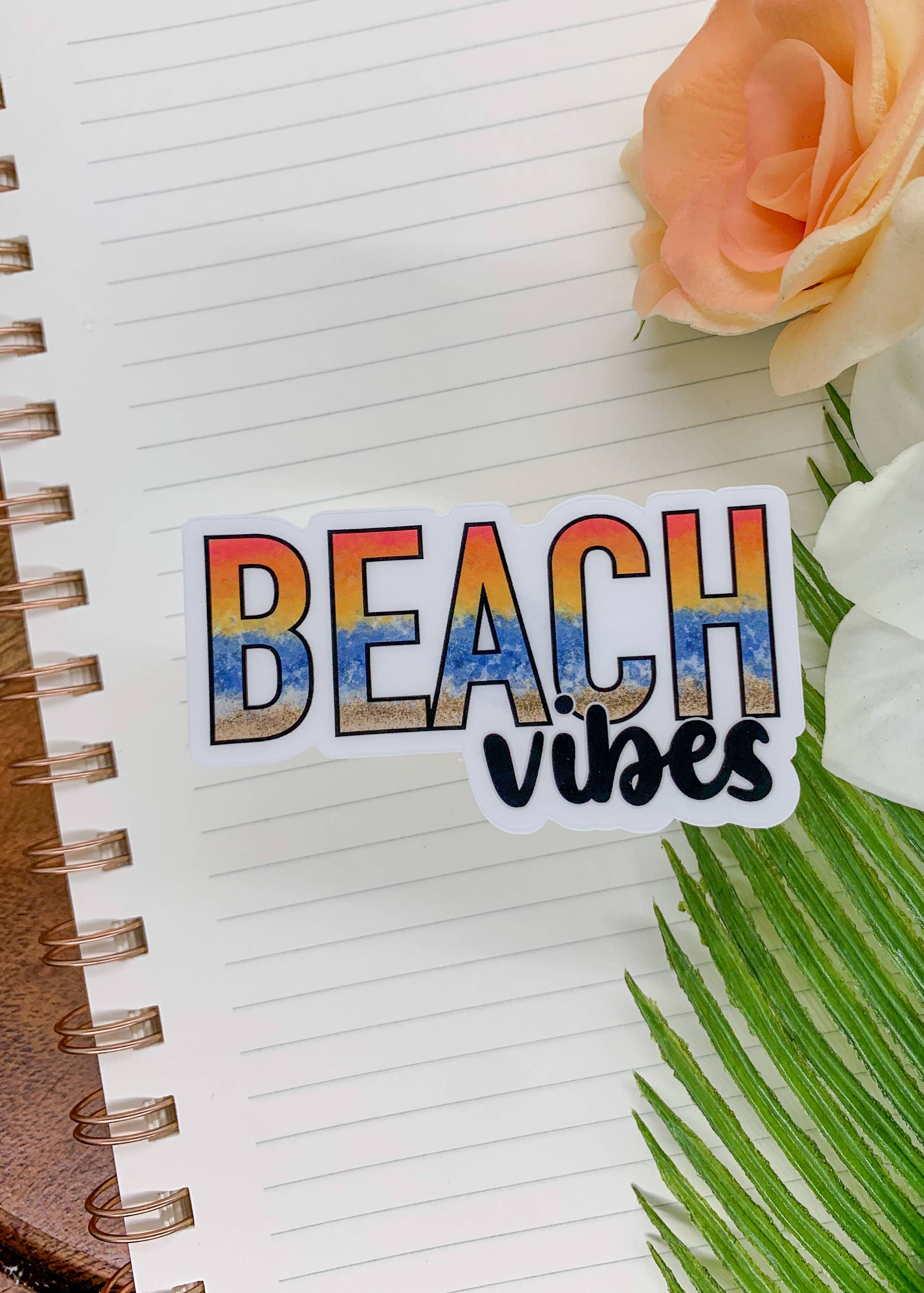 Savannah and James Co - Wholesale Sticker - Beach Vibes, Clear Vinyl , Sticker, 3x3 inch1