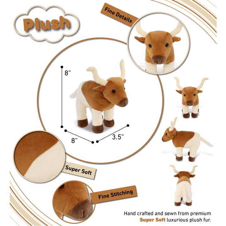 Cota Global - Wholesale Stuffed/Plush Toy - Kids & Baby - Plush - Standing Longhorn 7"2