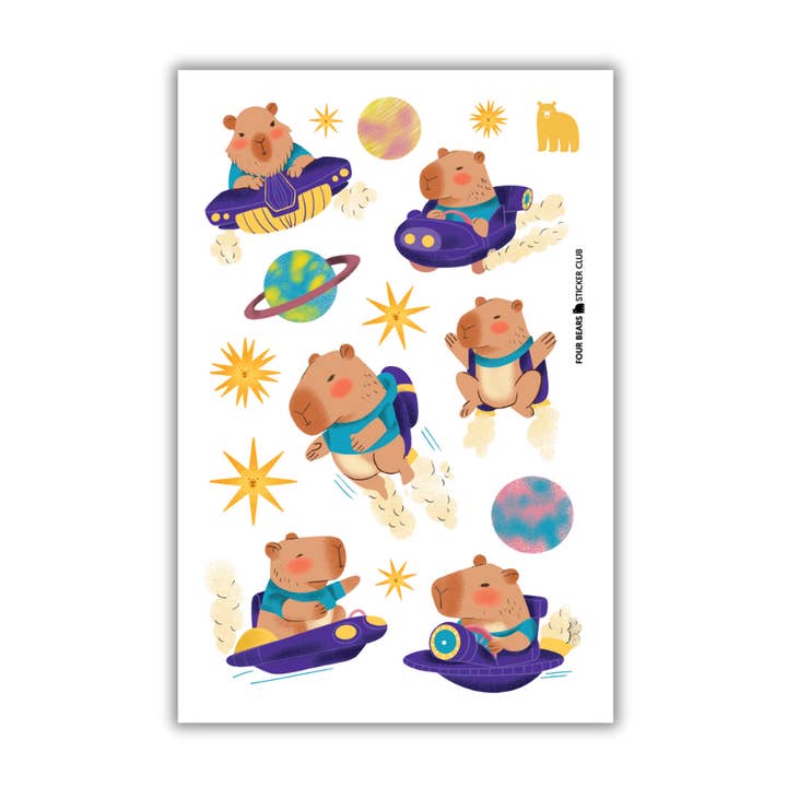 Capy Comet Crew for wholesale by Four Bears Sticker Club