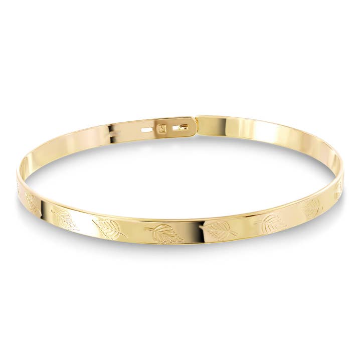 Yellow gold plated Feuille bangle for wholesale by Enomis