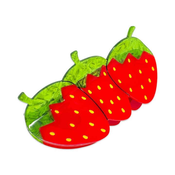 XL Red Strawberry Hair Claw Clip for wholesale by Jenny Lemons