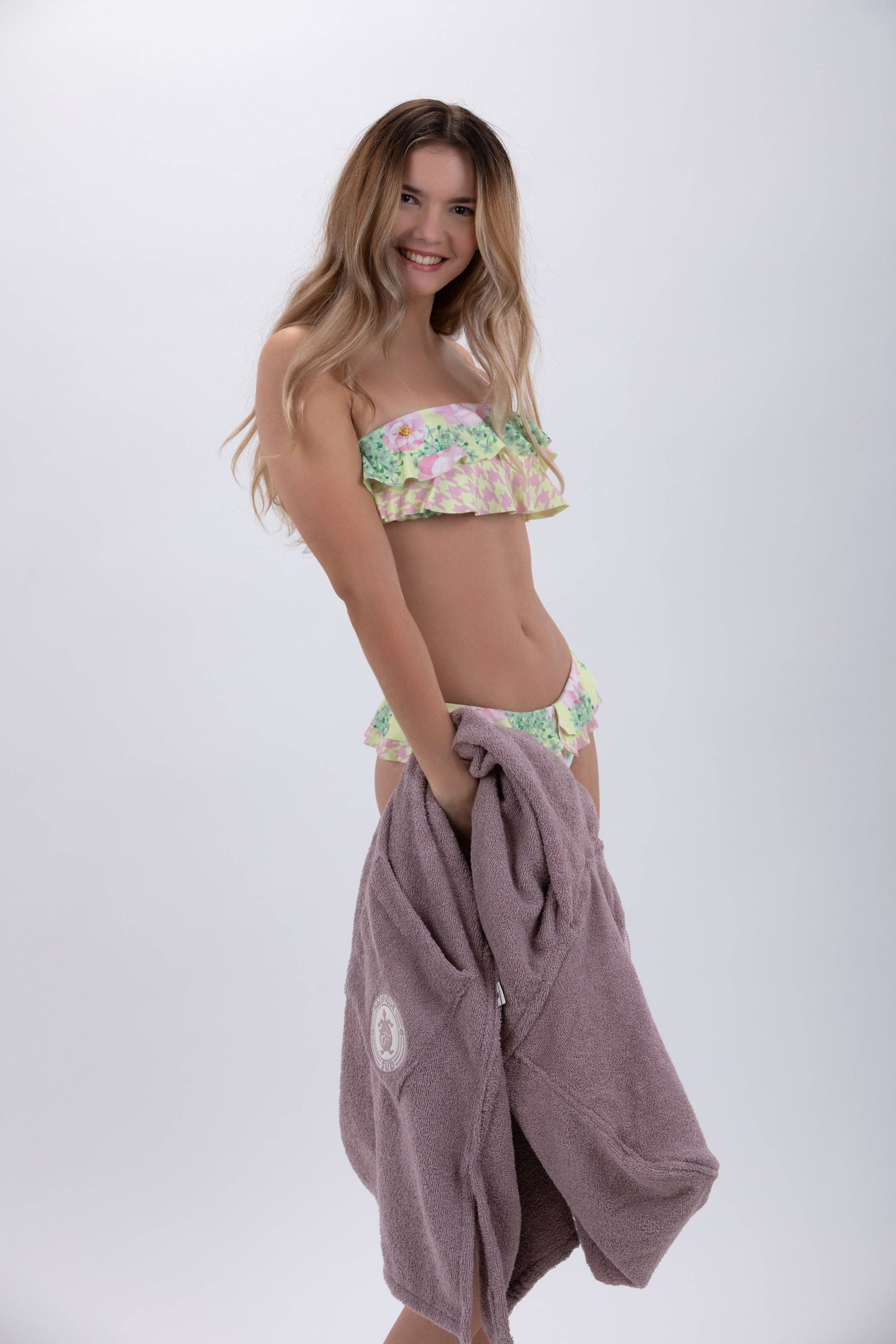 PACIFIQUE SUD - Vendita all'ingrosso Poncho - Donna - Poncho da Surf Marrone - Taglia Unica - Cotone - Senza maniche - Con Chiusura Zip7