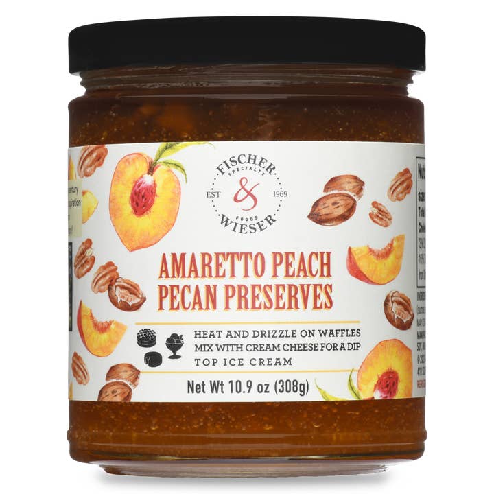 Amaretto Peach Pecan Preserves for wholesale by Fischer & Wieser