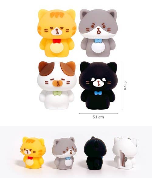 K-Wonderland - Wholesale Pencil Sharpener - Cat Figure 3D Silicon Pencil Sharpener 6