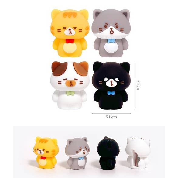 K-Wonderland - Wholesale Pencil Sharpener - Cat Figure 3D Silicon Pencil Sharpener 6