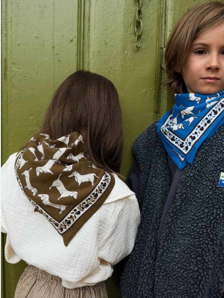 Baby Child Scarf Dachshund khaki for wholesale by Maison Augustin