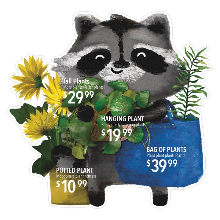 Sticker - Raccon Bought Plants for wholesale by studio vcky
