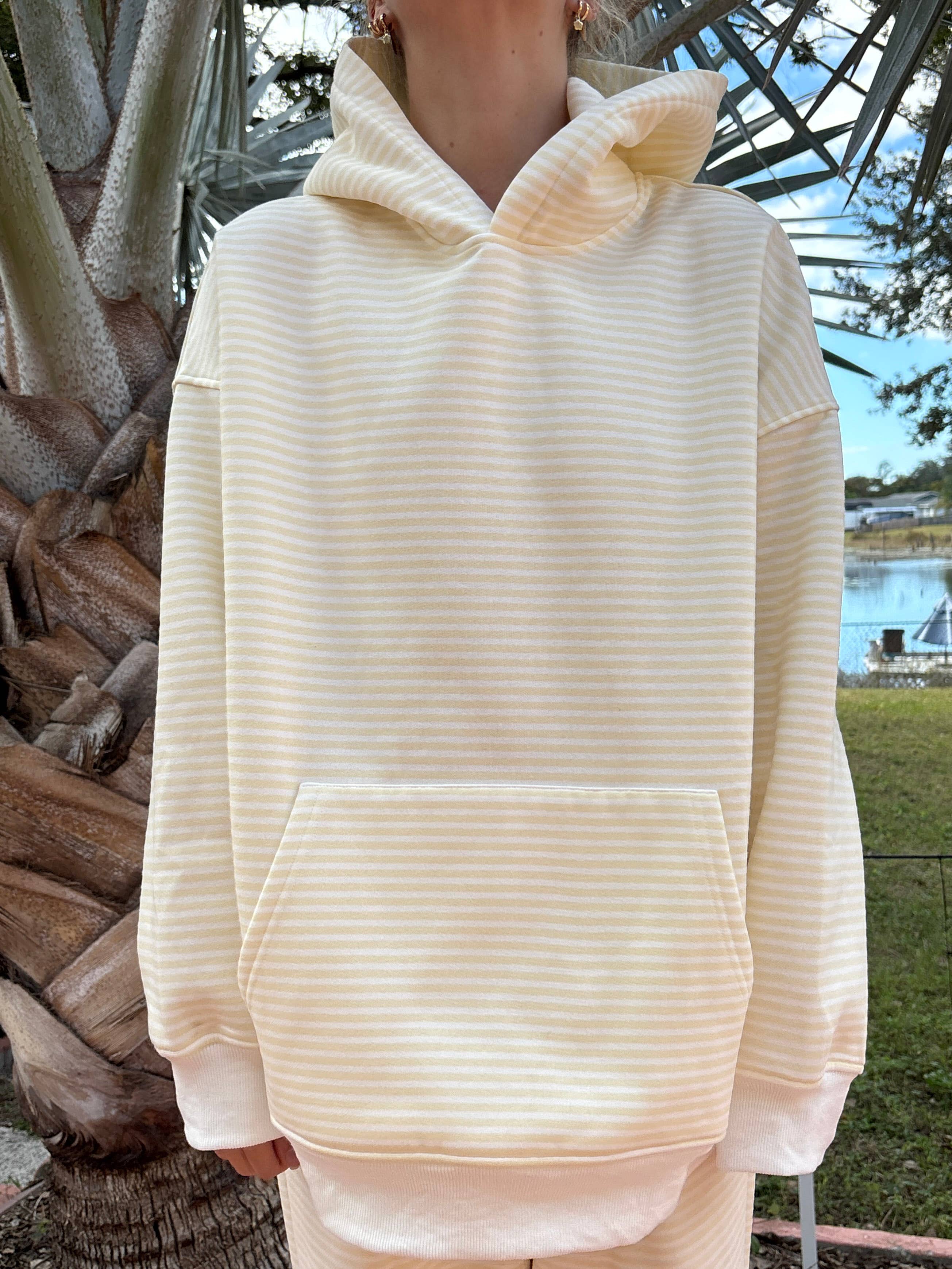 Baby Yellow and White Big Striped Hoodie for wholesale on Faire10