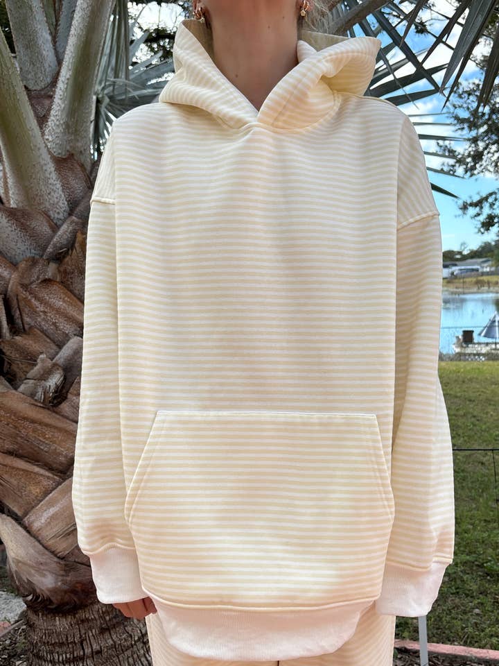 Baby Yellow and White Big Striped Hoodie for wholesale on Faire10