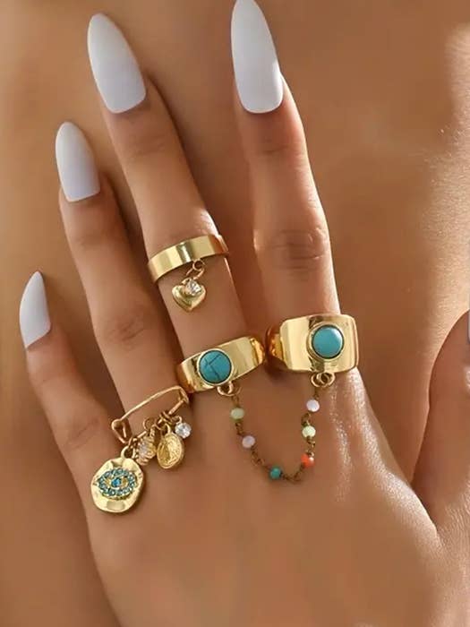 ( C322 ) 4 PIECE BOHO STYLE STACKABLE RING SET for wholesale by Jewelry Max