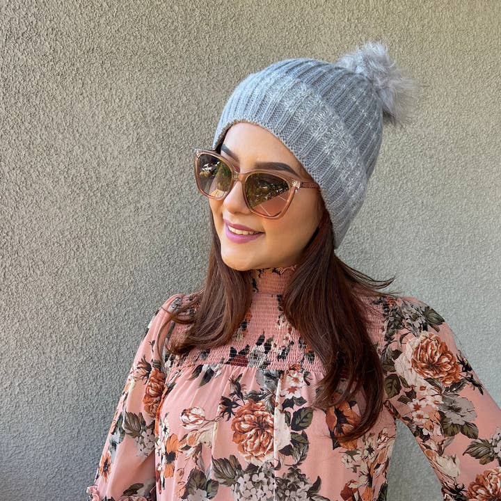 Justin & Taylor - Wholesale Beanie – Women's - Level Up | Striped Beanie with Fluffy Pom5