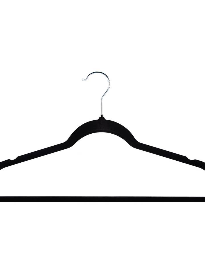 18" Black Velvet Hangers - Case of 50 for wholesale by Store Supply Warehouse