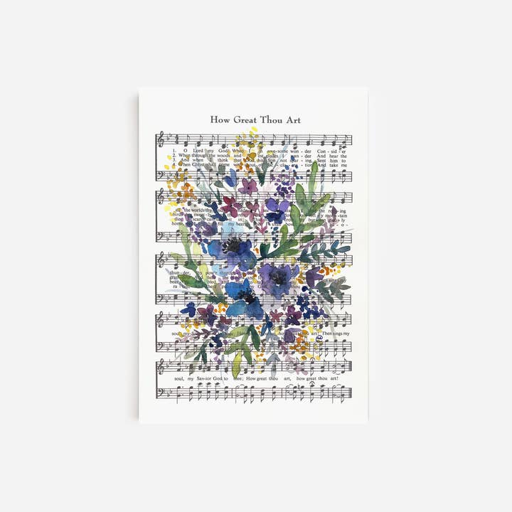 "How Great Thou Art" 4×6″ Watercolor Hymn Postcard for wholesale by Marydean Draws