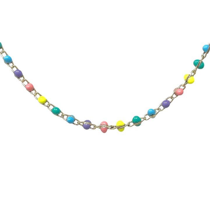 Guld Pastel Rainbow Beaded Halskæde for engroshandel hos Jennifer Shon Jewelry