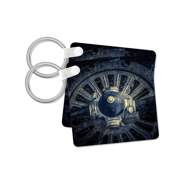 3dRose - Wholesale Keychain - Unisex - 3dRose, Spinner, propeller and an engine hood of a plane in black and white, Key Chain7