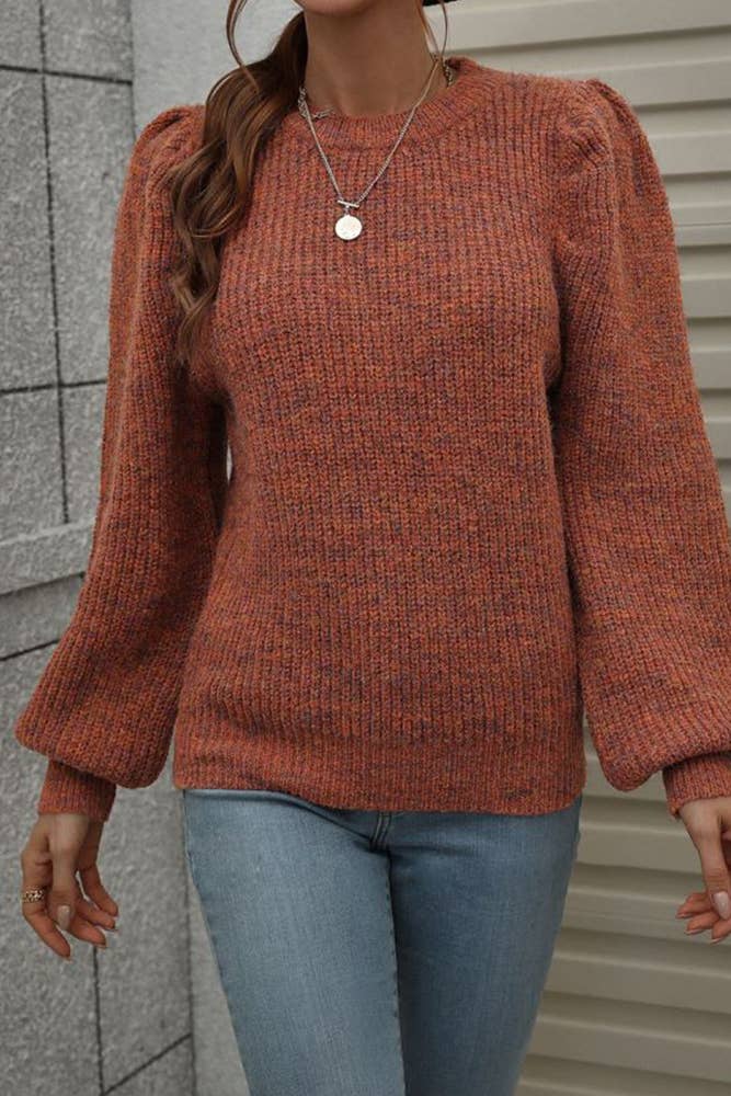 UNISHE - Wholesale Knit Sweater - Women's - Plain Puffy Sleeves Pullover Sweaters MY0196