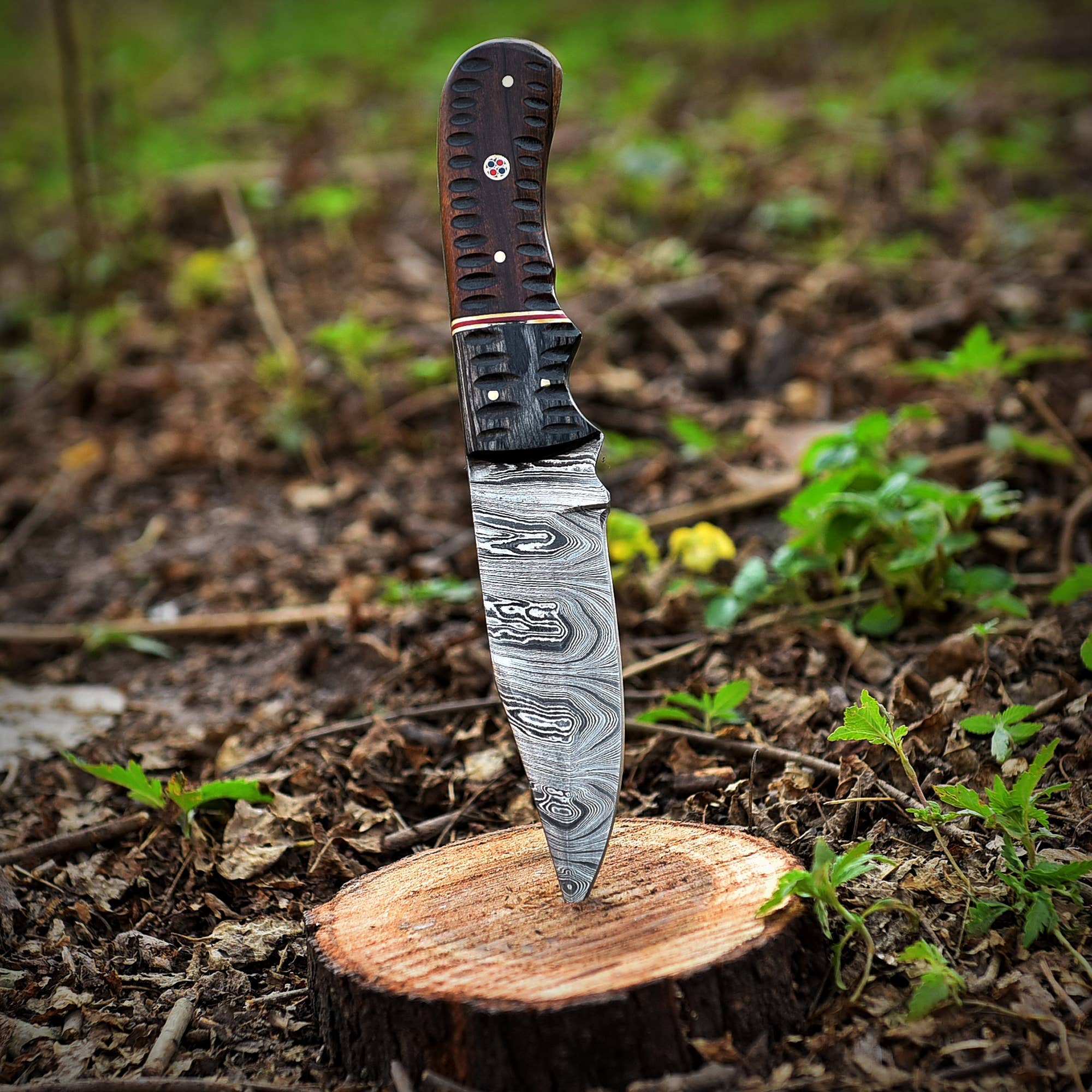 Deer Edge - Wholesale Pocket Knife/Holder - Damascus Steel Skinner Knife with Sheath - handmade6
