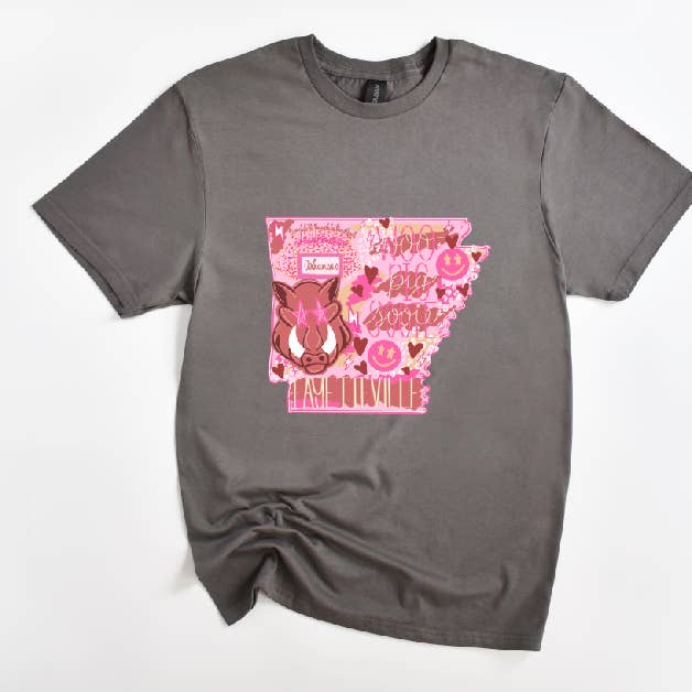 BB Subs and Screens - Wholesale Screen Printed T-Shirt - Women's - Arkansas Pigs Preppy State Graphic T-Shirt AR