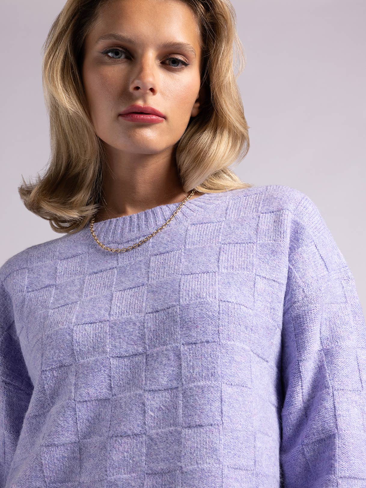 Weekend Los Angeles - Wholesale Knit Sweater - Women's - Crewneck Checkered Sweater - HAILEY SWEATER8