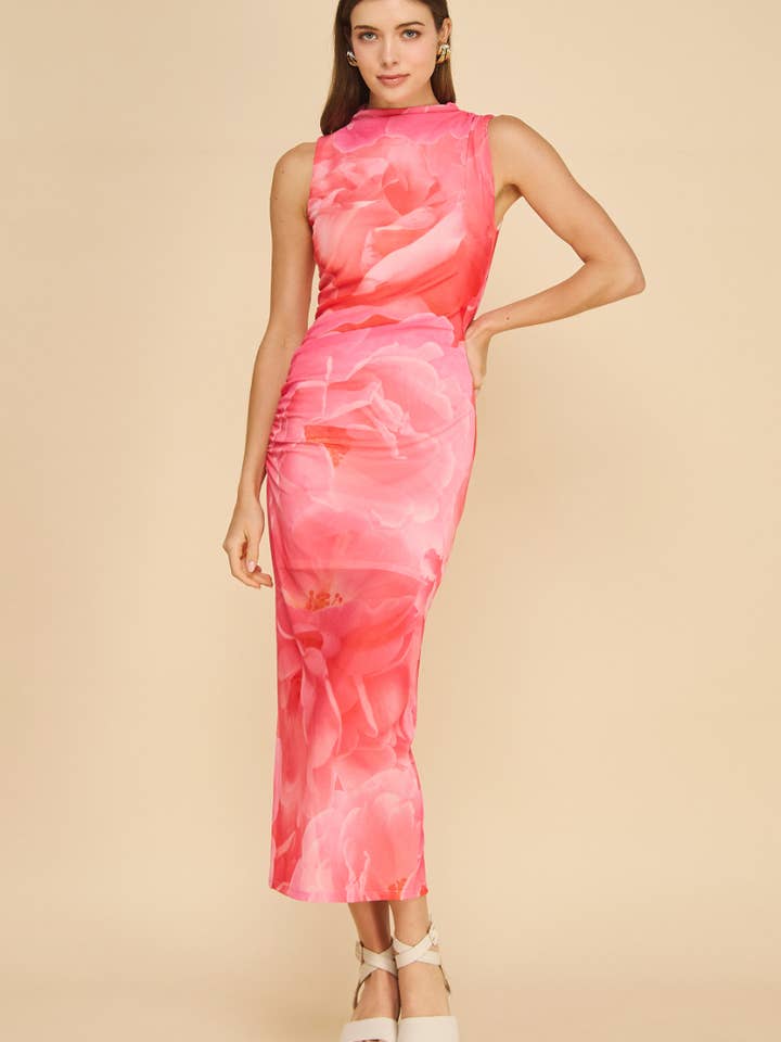 ISD1422 Rayne Mesh Dress Coral for wholesale by If She Loves