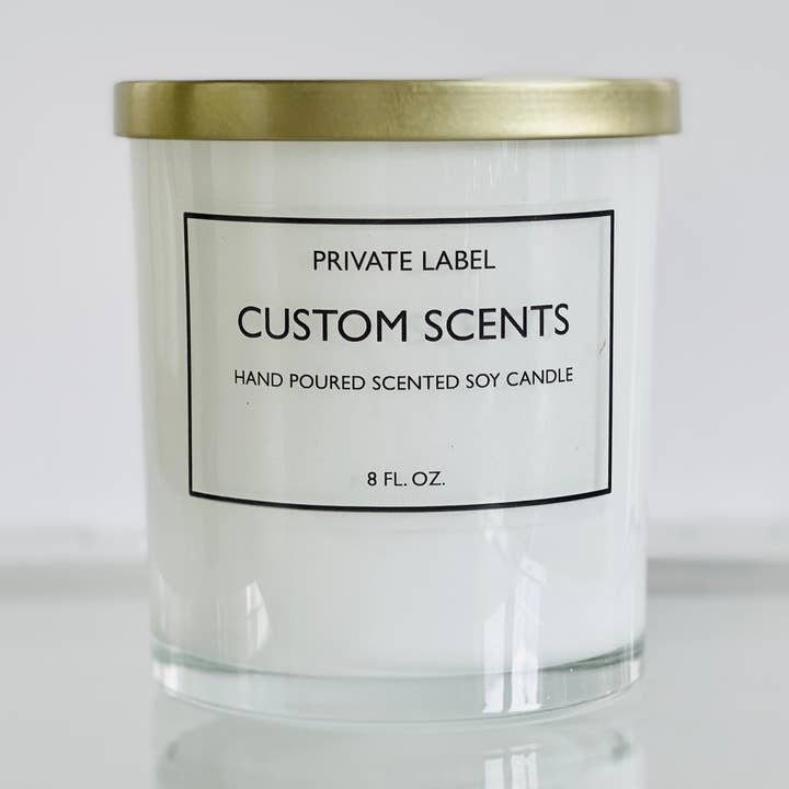 Private Label Custom Scented Candles White Glass Gold Lid for wholesale by Atelier 880
