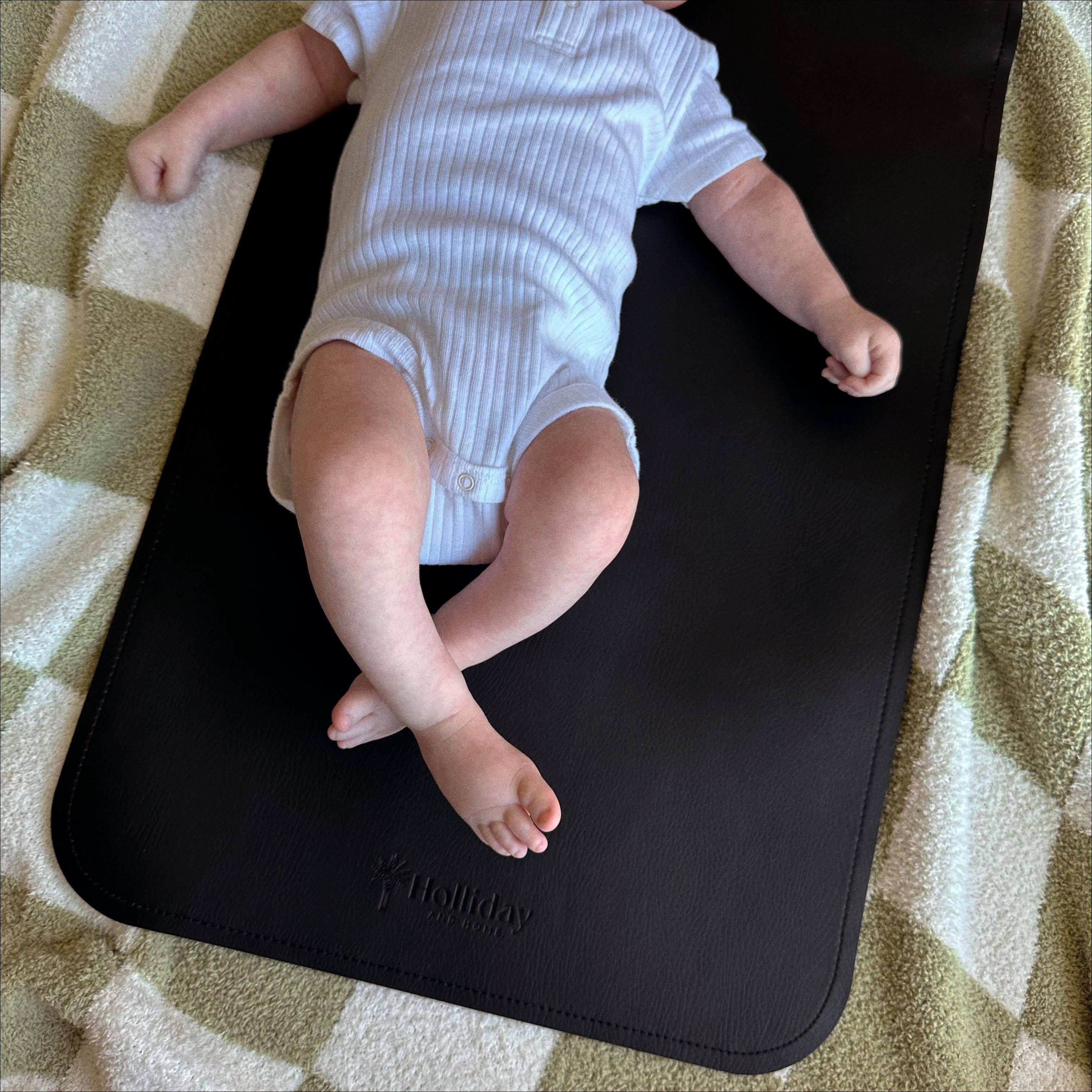 BLACK GREY Holliday and Home ~ 100% VEGAN LEATHER - BABY CHANGING MAT - for wholesale on Faire13