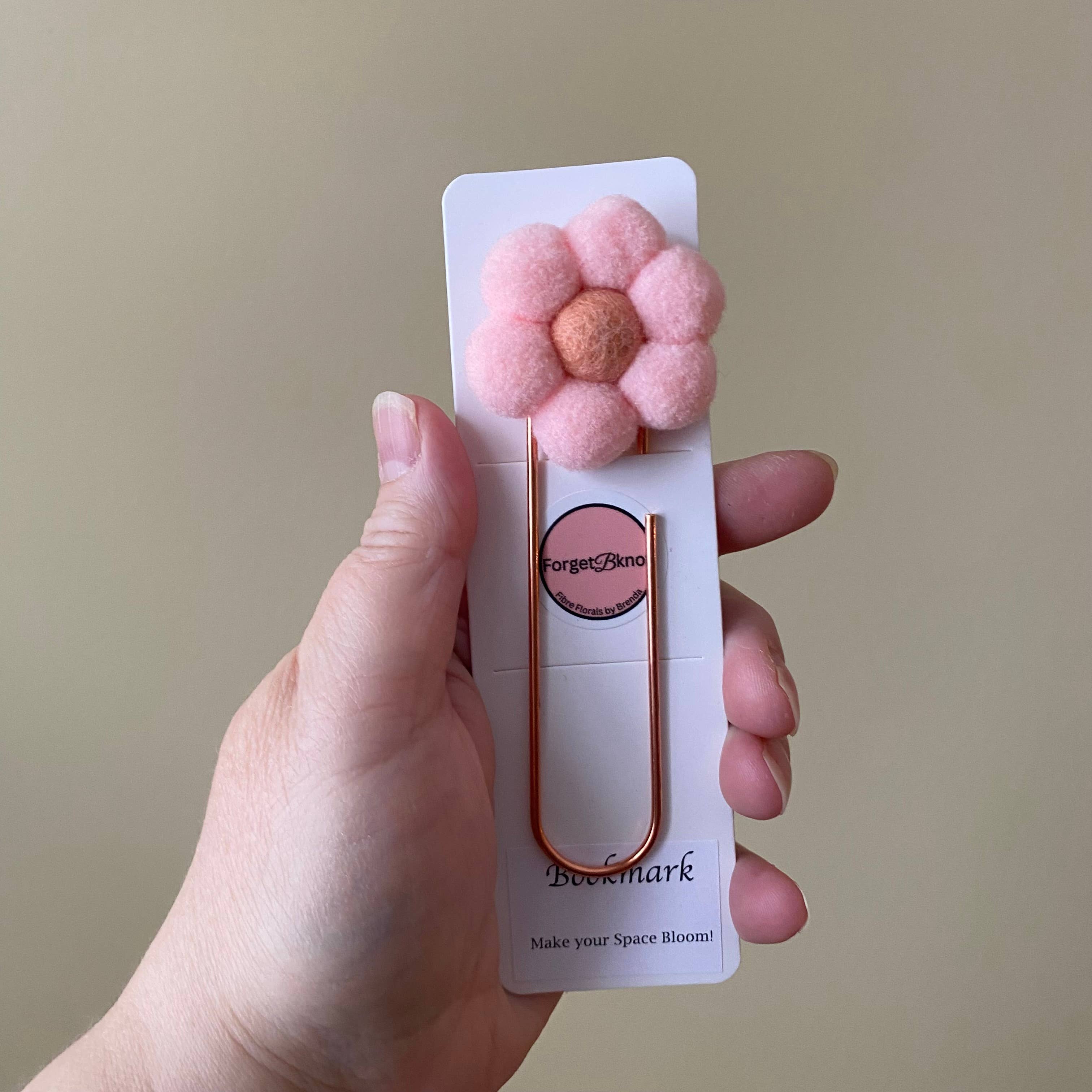 ForgetBKnot - Wholesale Bookmark - Flower Bookmark/ Oversized Paper Clip/ Pompom & Felt Flower 5