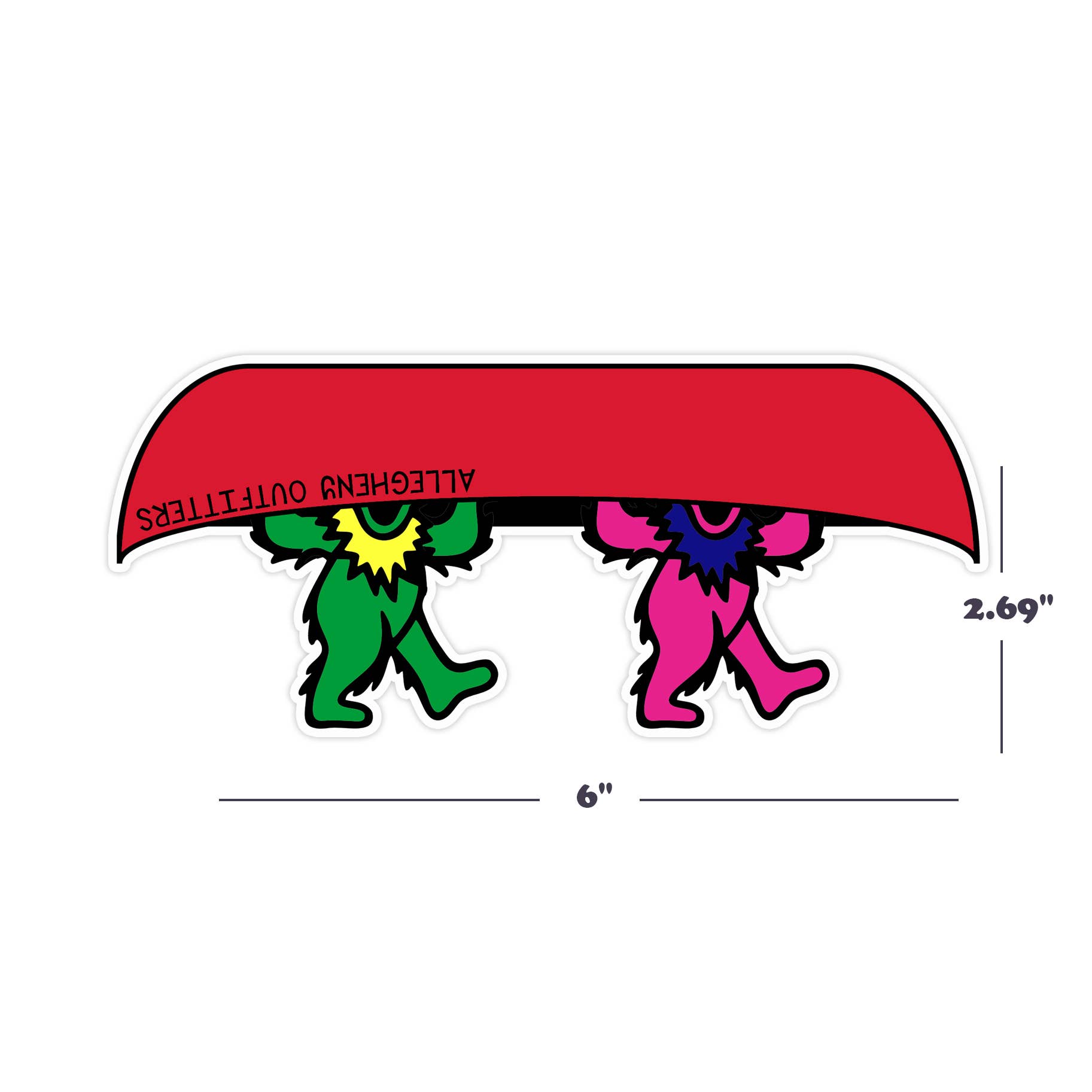 Allegheny Outfitters - Wholesale Sticker - Grateful Dead Bears Canoe Sticker2