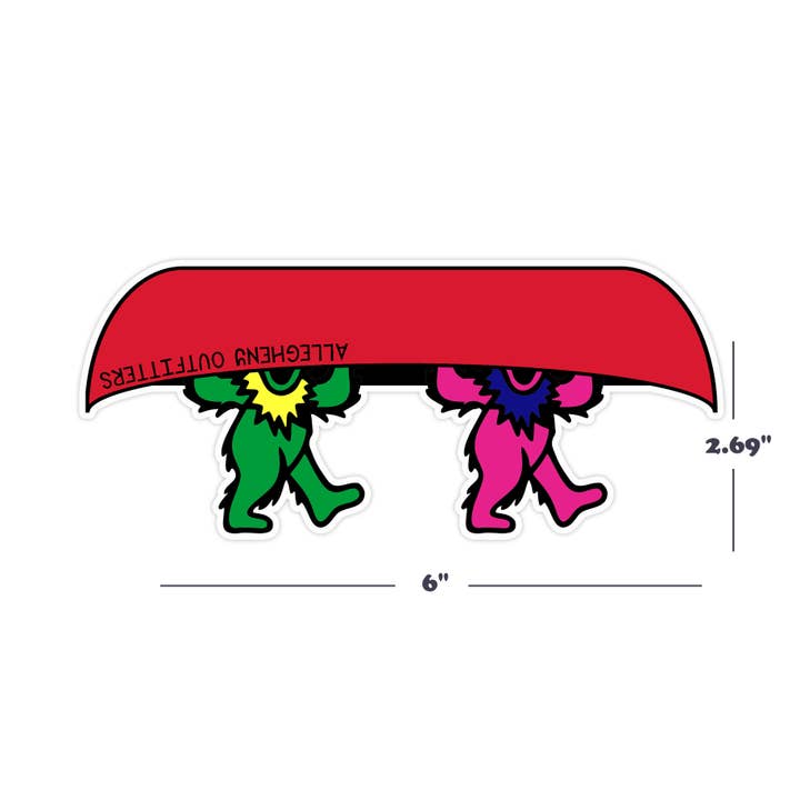 Allegheny Outfitters - Wholesale Sticker - Grateful Dead Bears Canoe Sticker2