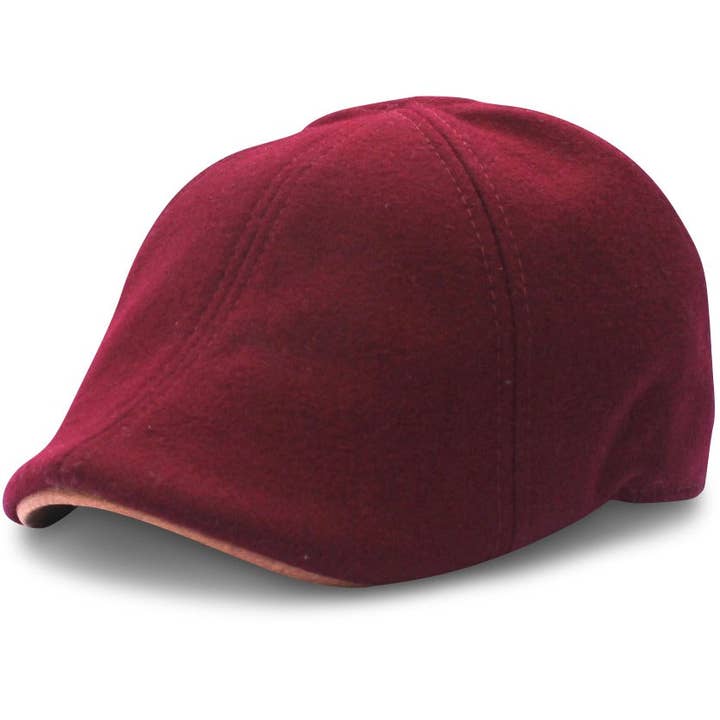 Boston Scally - Wholesale Flatcap - Men's - The Kenmore Boston Scally Cap - Crimson & Brown Brim1