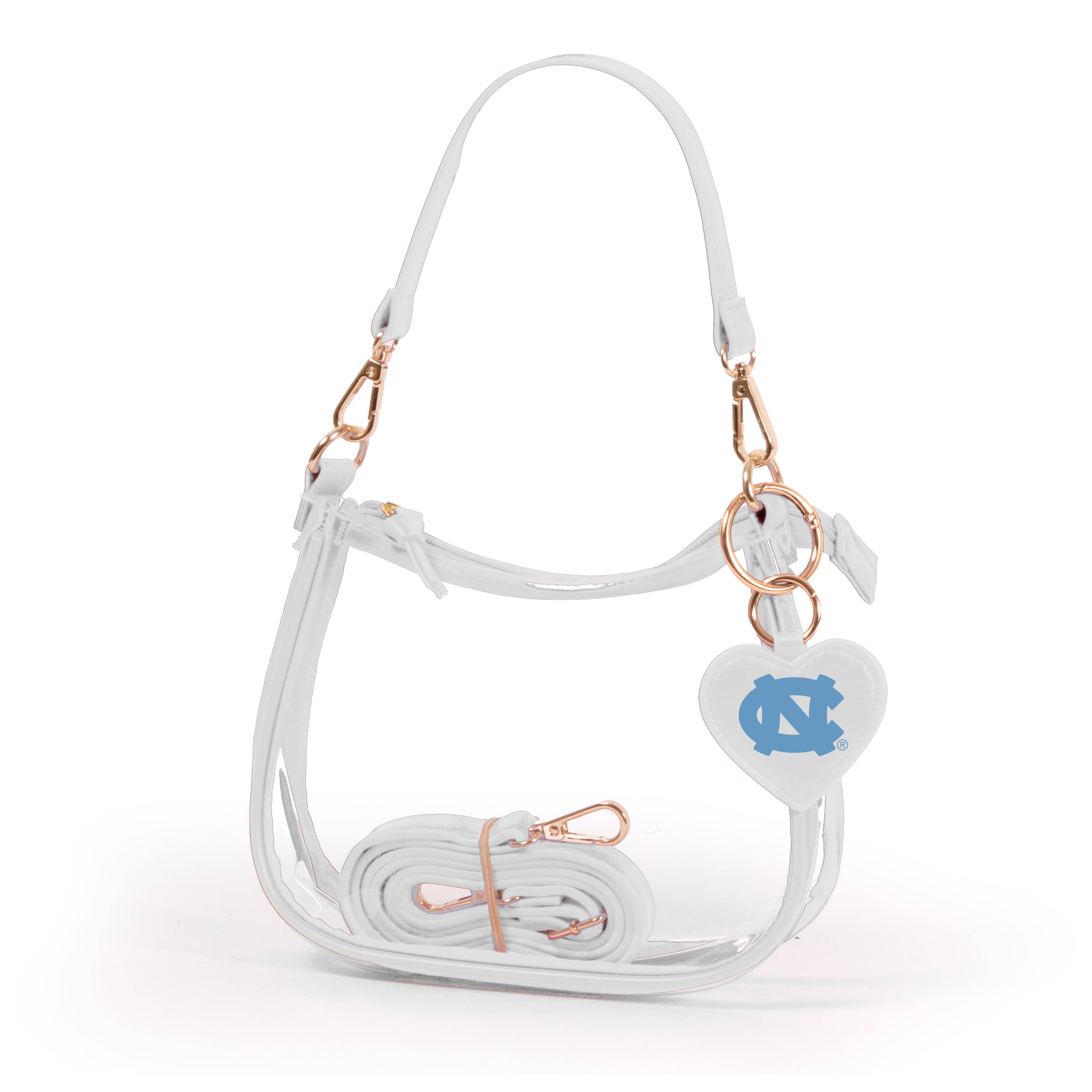 Desden - Wholesale Crossbody Bag - Women's - North Carolina Tar Heels Clear Clara Purse with Heart Charm0