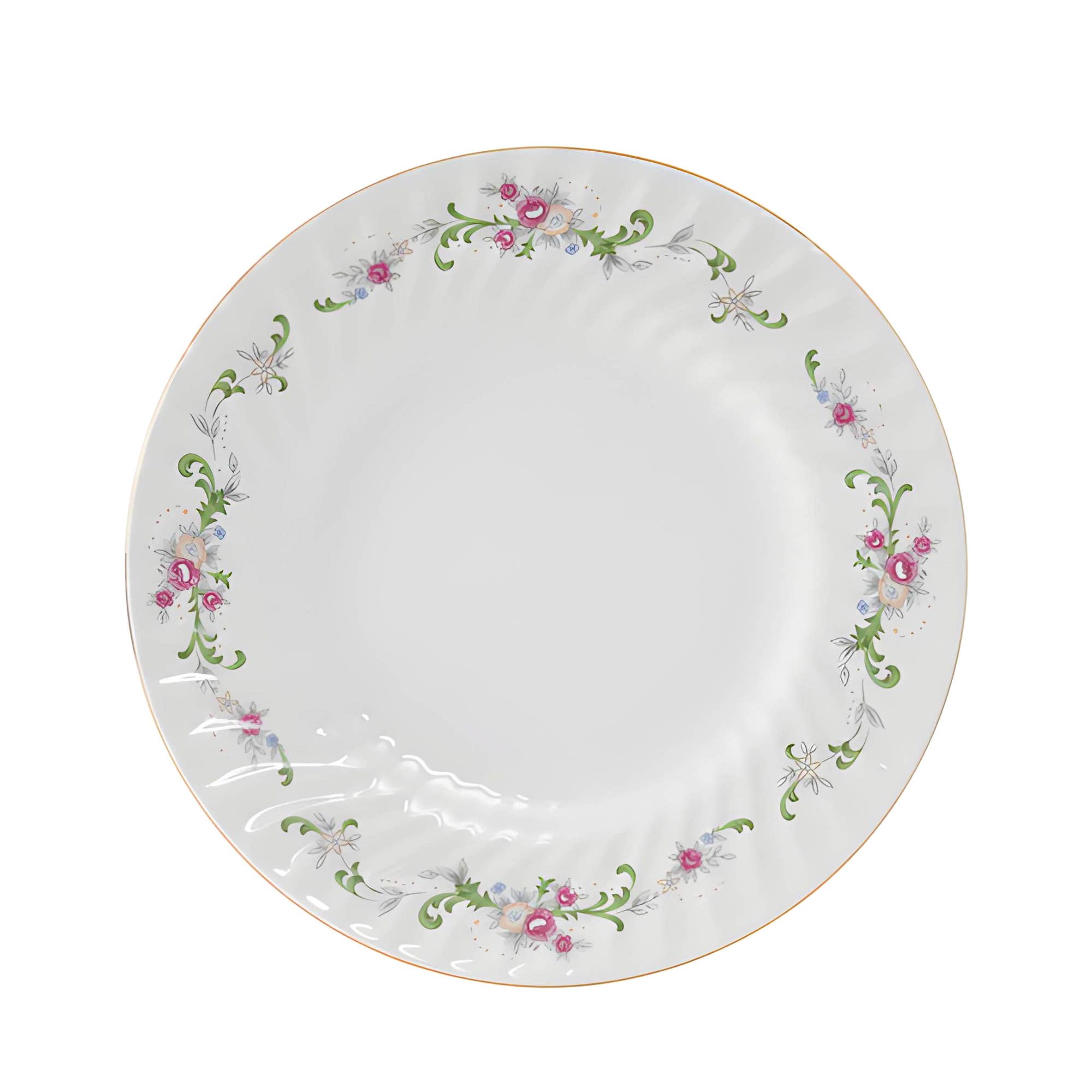 Lynns - Wholesale Dinner Plate - *Floral 7½-Inch Porcelain Dessert Plate with Rippled Swirls1