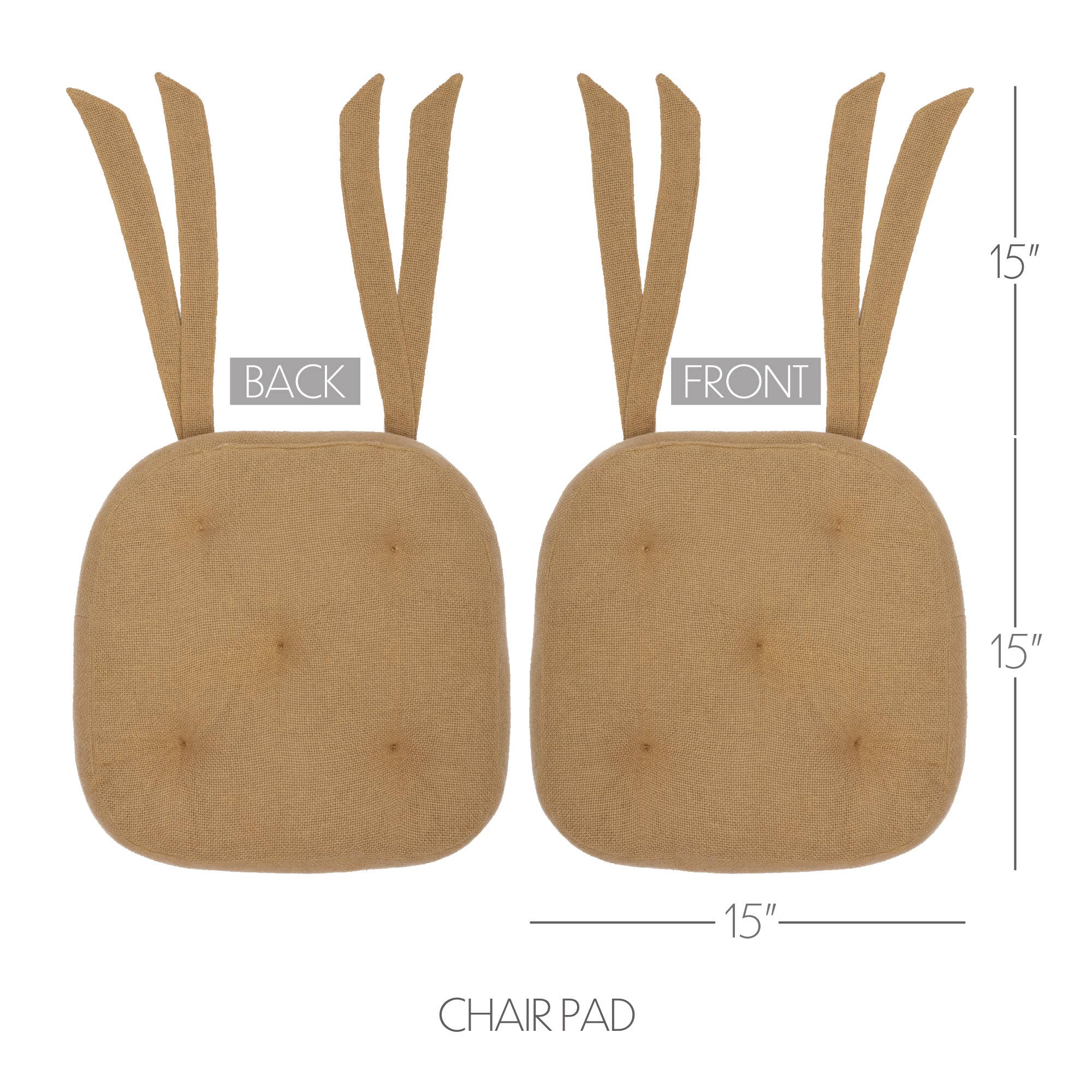 VHC Brands - Vente Coussins de chaise - Coussin de Chaise en Toile de Jute et Coton Naturel Style Ferme Vintage 15x15 - VHC Brands3