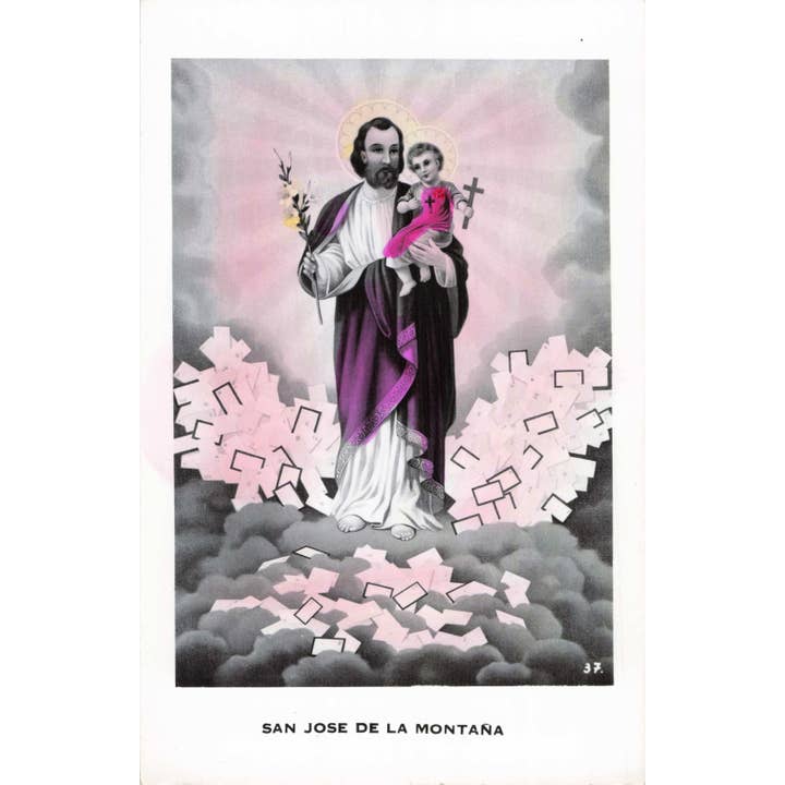 Carte religieuse teintée à la main, Mx. - San José de la Montaña pour la vente par Tesoros Trading Company