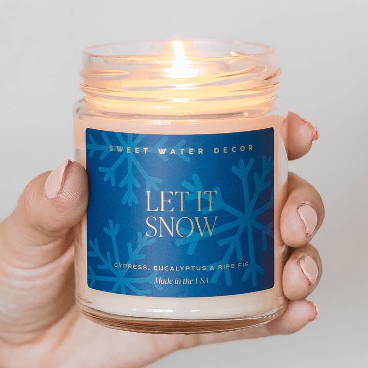 Let It Snow 9 oz Soy Candle - Christmas Decor & Gifts for wholesale by Sweet Water Decor