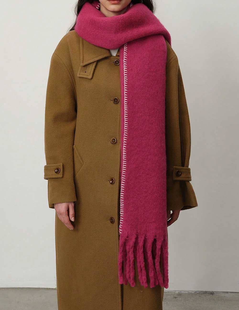 Dipped Shop - Venta al por mayor Bufanda - Mujer - Bufanda de invierno gruesa de cachemira con flecos y forro cálido DP25F6077