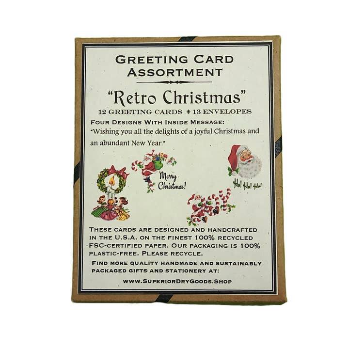 Superior Dry Goods - Wholesale Christmas Card - "Retro Christmas" Recycled Greeting Card Set of 12, Vintage3