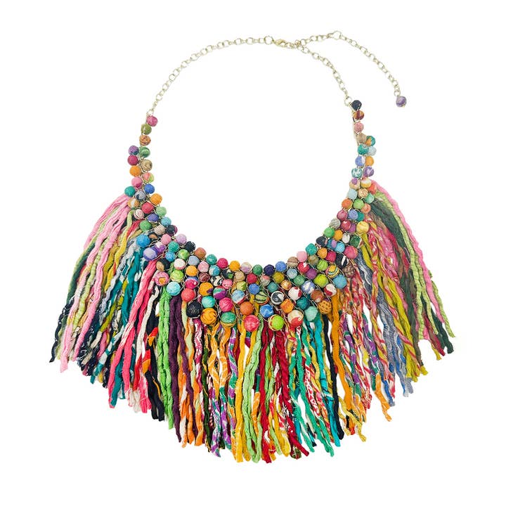WorldFinds – Engroshandel Halskæde med store vedhæng – Kantha Pastiche halskæde2