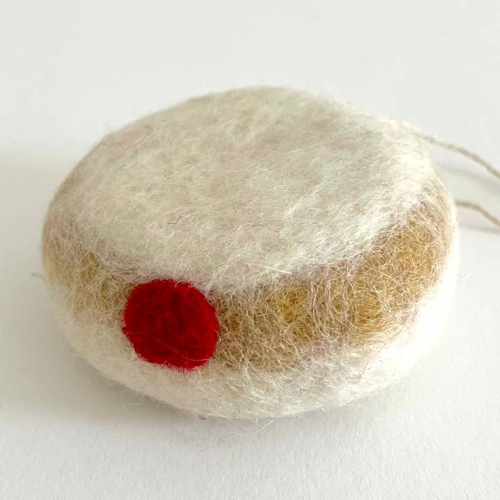 Felted Wool Donut Ornament - Jelly for wholesale by PetitFelts