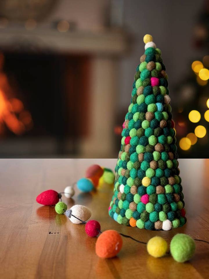 Felt Ball Cone Tree, Tall for wholesale by Ganesh Himal Trading