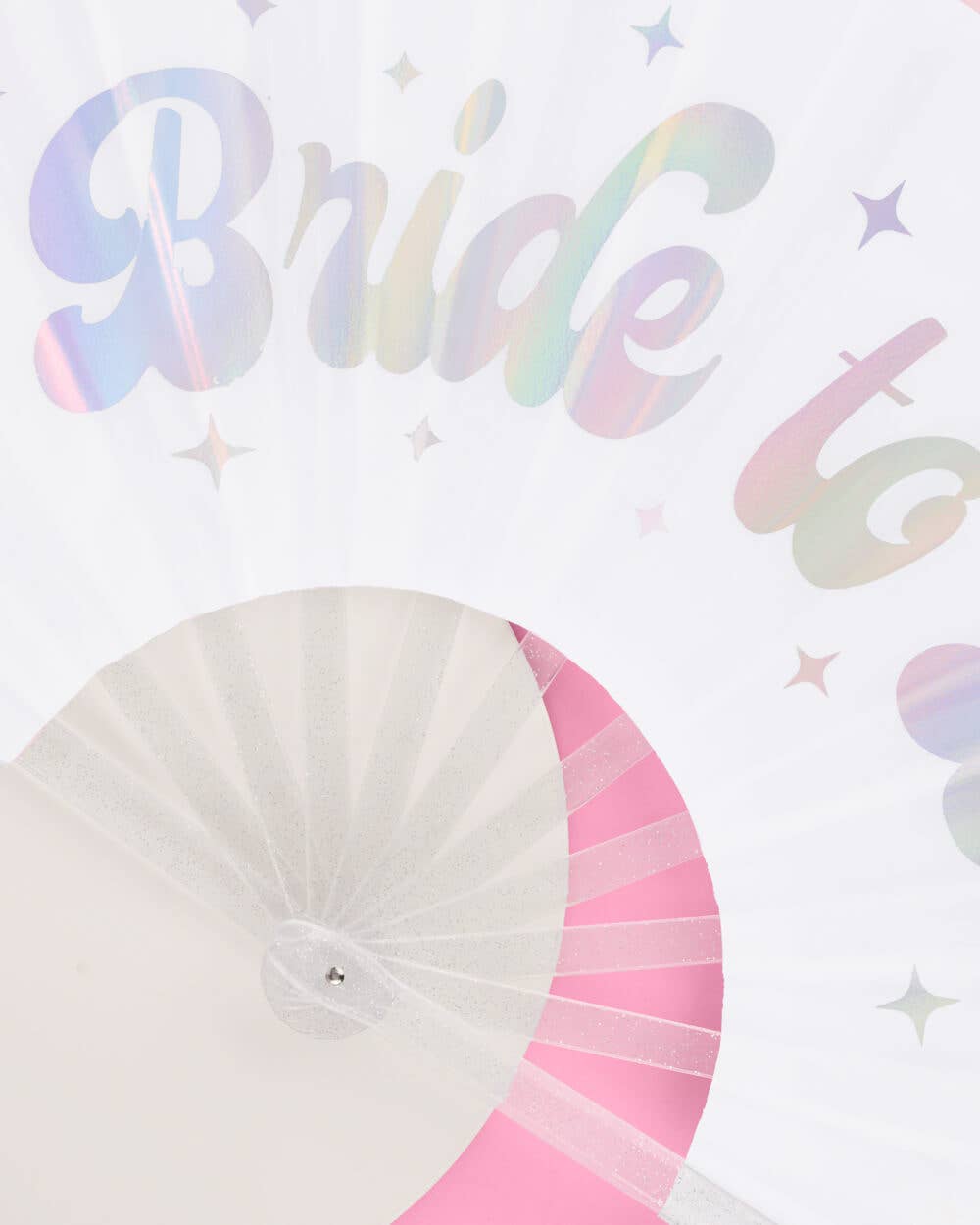 xo, Fetti - Wholesale Handheld Folding Fan - Bride to Be Iridescent Folding Fan | Bachelorette Bridal 3