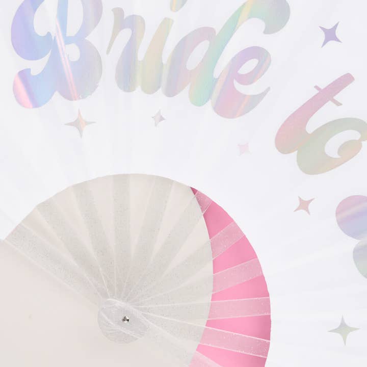 xo, Fetti - Wholesale Handheld Folding Fan - Bride to Be Iridescent Folding Fan | Bachelorette Bridal 3