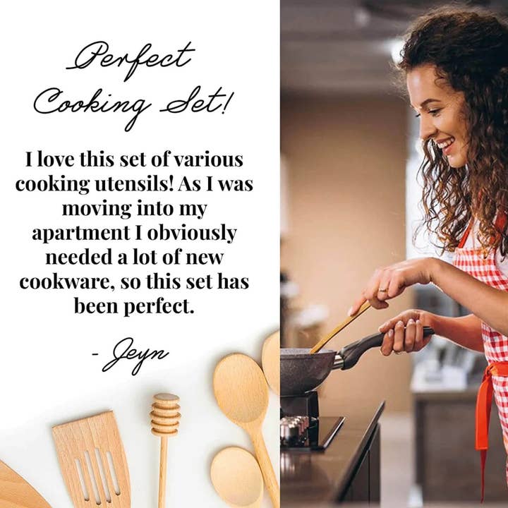 Tuuli GmbH - Wholesale Kitchen Utensil Set - 9 Piece Wooden Kitchen Utensil Set (Cooking Spoons, Spatulas11