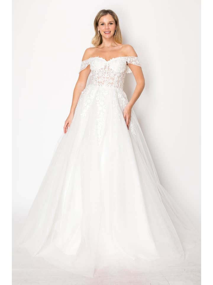 Chicas - Wholesale Gown - Women's - Off the Shoulder Long Dress With Corset C33612