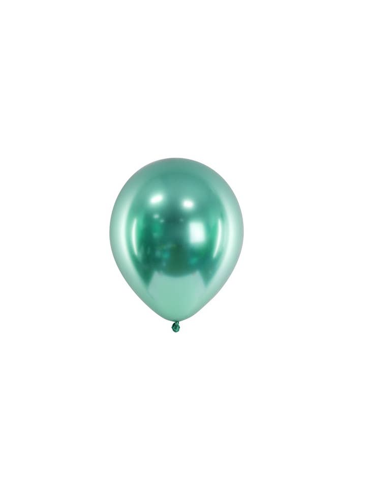 Pack of 6 GREEN latex balloons CHROME BOTTLE R18 for wholesale by Mis Globos