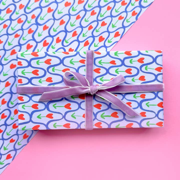 Heart Flower Flat Wrapping Paper for wholesale by Ickaprint