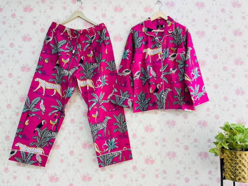 GYPSY STUDIO - Vente Haut et bas de pyjama – femme - Pyjama imprimé Frida Kahlo en pur coton0